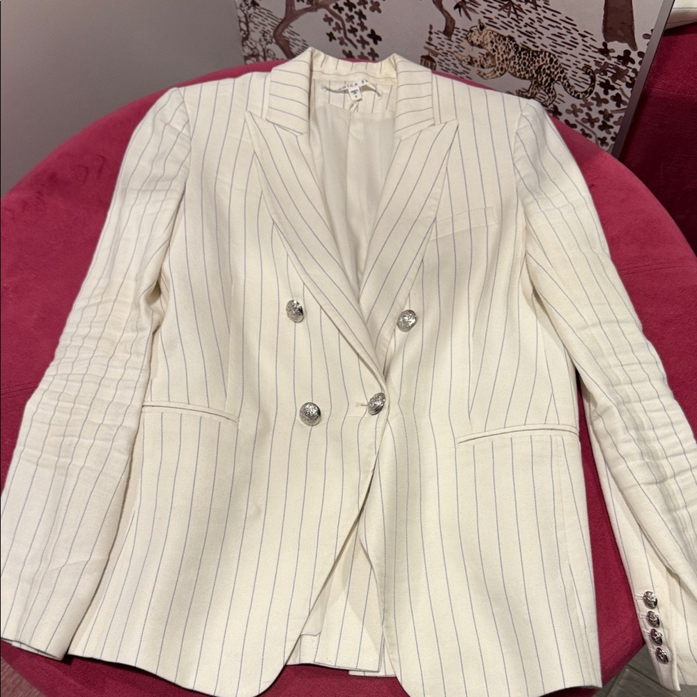 Veronica Beard Cream Pinstripe Blazer